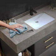 Guiles Modern 39" Grey & Black Floating Bathroom Vanity Set Stone Top Wall Mounted Bathroom Cabinet
