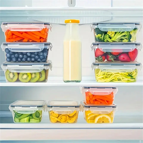 24-Piece Kitchen Storage Container Set - Microwave Safe, Freshness-Keeping Lunch Boxes With Labels & Marker Pen
