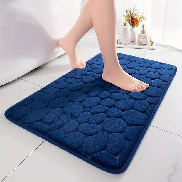 Memory Foam Bath Rug with Cobblestone Embossment