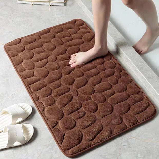 Memory Foam Bath Rug with Cobblestone Embossment