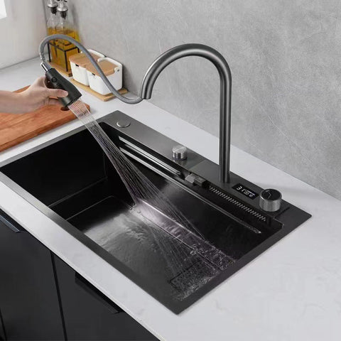 Waterfall Workstation Kitchen Sink Set Digital  Display