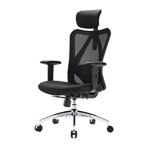 Duramont Ergonomic Office Chair - Adjustable Desk Chair with Lumbar Support and Rollerblade Wheels - High Back Chairs with Breathable Mesh - Thick Seat Cushion, Head, and Arm Rests - Reclines