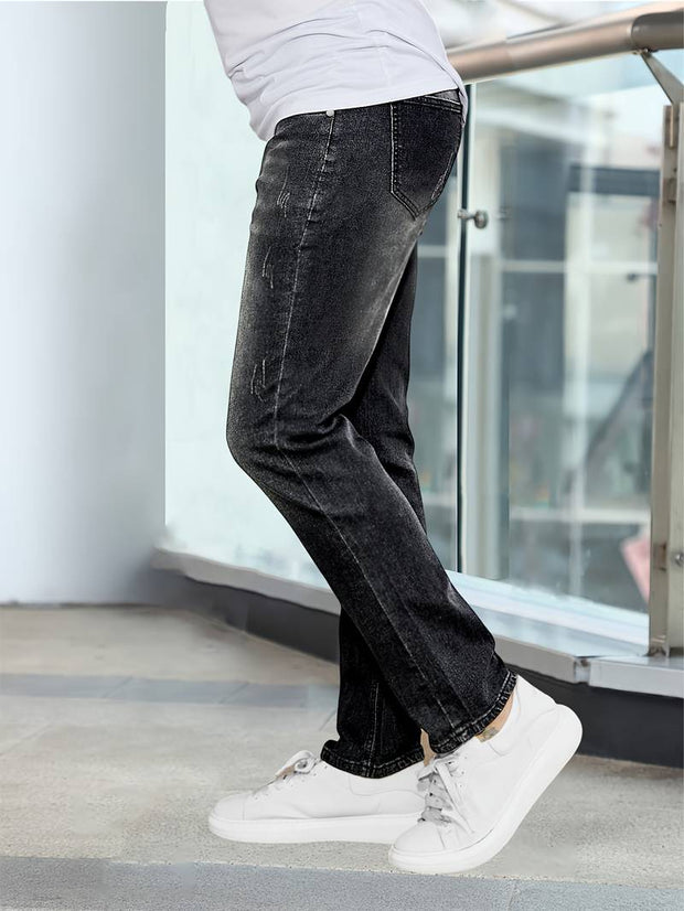 Men's Casual Medium Stretch Jeans, Classic Design Denim Pants