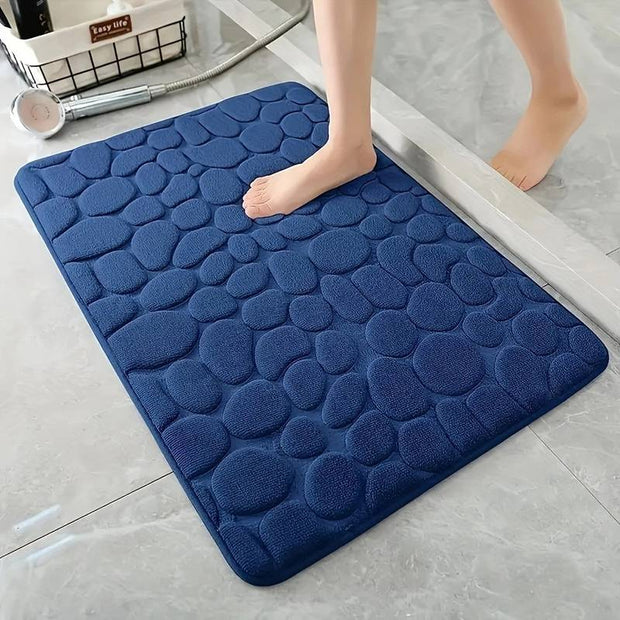 Memory Foam Bath Rug with Cobblestone Embossment