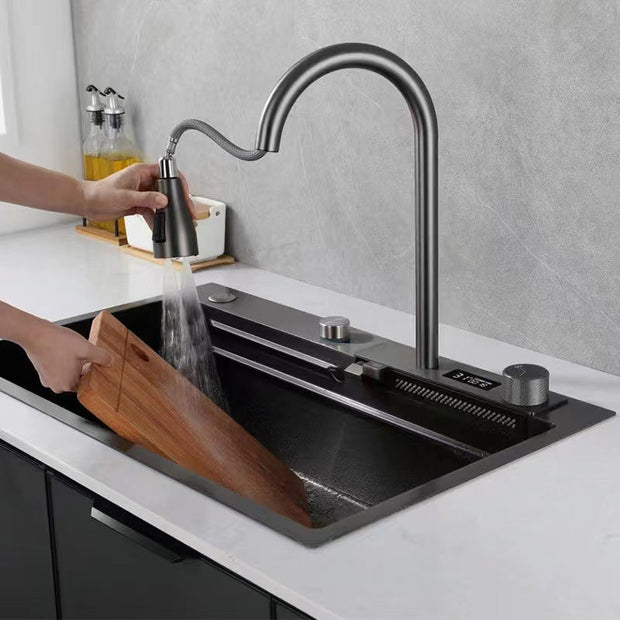 Waterfall Workstation Kitchen Sink Set Digital  Display