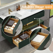 Lumino 48" Modern Double Bathroom Vanity with Engineered Stone Top and Light US