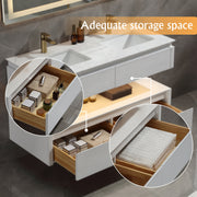 Lumino 48" Modern Double Bathroom Vanity with Engineered Stone Top and Light US