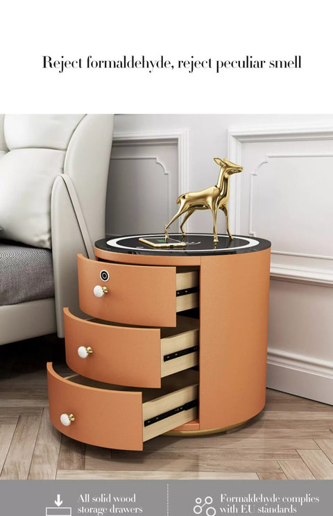 Round Smart Wireless Charging Bedside Table