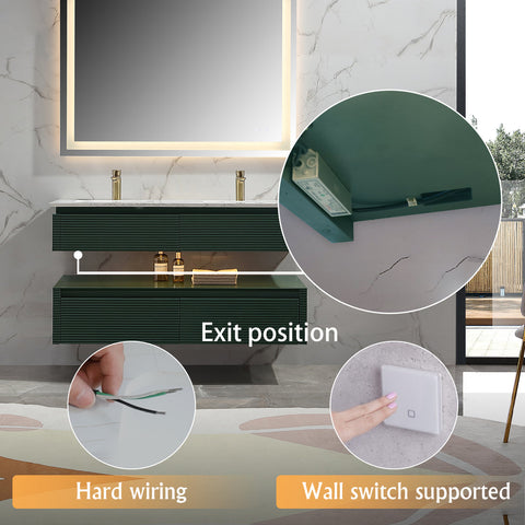 Lumino 48" Modern Double Bathroom Vanity with Engineered Stone Top and Light US