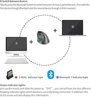 Wireless Mouse Rechargeable,Bluetooth Mouse with LED Screen,2.4GHz/Bluetooth,3200DPI 7 Buttons Vertical Ergonomic Mouse,Mouse Wireless Bluetooth,Wireless Mouse for Notebook,PC,Black