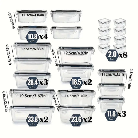 24-Piece Kitchen Storage Container Set - Microwave Safe, Freshness-Keeping Lunch Boxes With Labels & Marker Pen