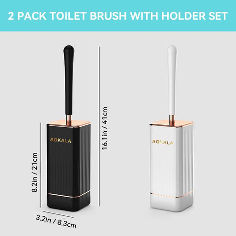 Elegant Toilet Brush  Holder Set - Long Ergonomic Handle, Modern