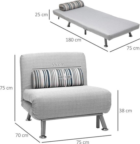 Vouwbed slaap slaap slaapstoel gasten bed slaapbank vouwsmatras bed metaalgrijs 75 x 70 x 75 cm