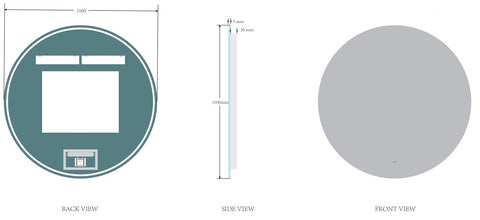 Badkamerspiegel - rond - indirecte LED verlichting - spiegelverwarming - infrarood schakelaar