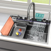 Black drop-In Workstation Kitchen Sink With Accessories