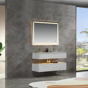 Lumino 48" Modern Double Bathroom Vanity with Engineered Stone Top and Light US