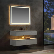 Lumino 48" Modern Double Bathroom Vanity with Engineered Stone Top and Light US