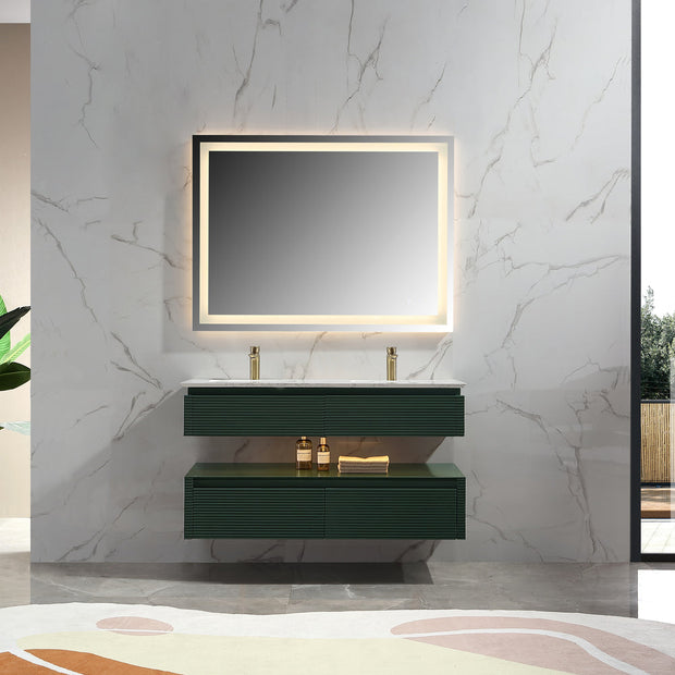 Lumino 48" Modern Double Bathroom Vanity with Engineered Stone Top and Light US