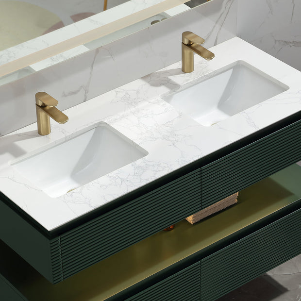 Lumino 48" Modern Double Bathroom Vanity with Engineered Stone Top and Light US