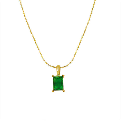 Women's Vintage Emerald Zircon Pendant Necklace