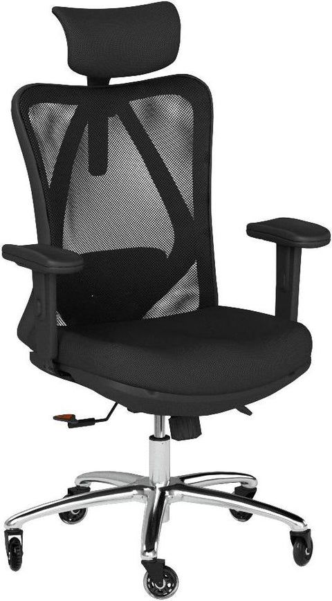 Duramont Ergonomic Office Chair - Adjustable Desk Chair with Lumbar Support and Rollerblade Wheels - High Back Chairs with Breathable Mesh - Thick Seat Cushion, Head, and Arm Rests - Reclines