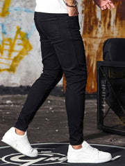 Men's Casual Skinny Jeans, Chic Street Style Medium Stretch Denim Pants