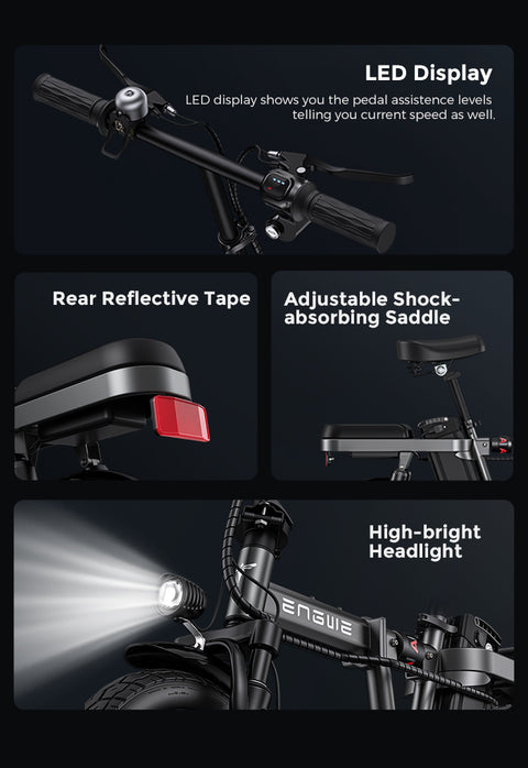 ENGWE 14inch Folding Electric Bikes for Adults Teens 48V 350W E-bike