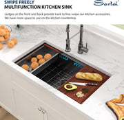 33x19 inch Gunmetal Black Undermount Kitchen Sink met Ledge Workstation