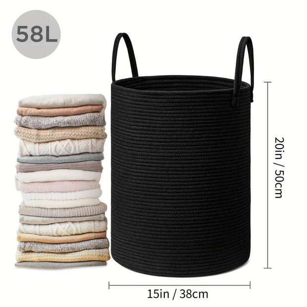 Large Woven Laundry Basket with Handles