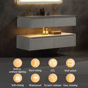 Lumino 48" Modern Double Bathroom Vanity with Engineered Stone Top and Light US