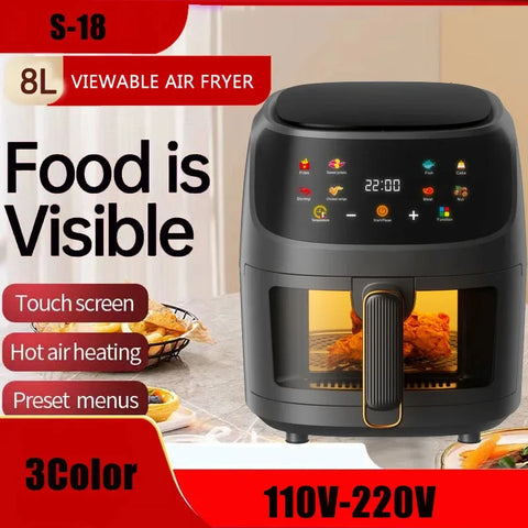 8L Multi-functional Air Fryer with 3-Color Display