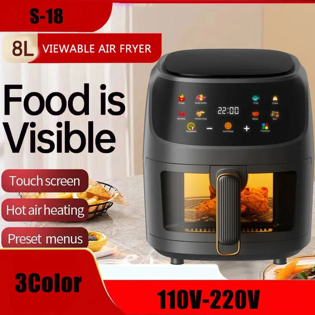 8L Multi-functional Air Fryer with 3-Color Display