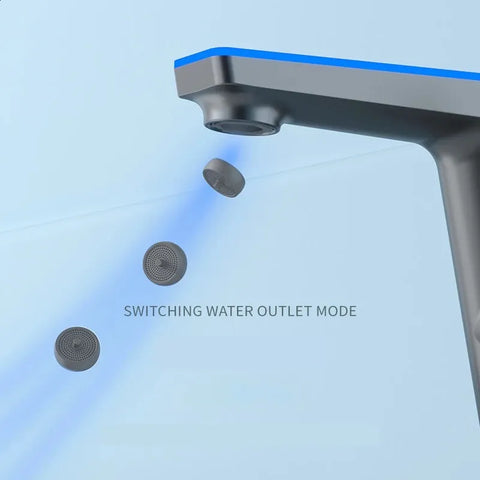 LED Light Display Bathroom Faucet With 2 Modes Spout Hot Cold Single Hole Deck Mounted Water Sink Mixer Tap Batteries Not Required