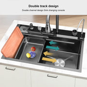 Black drop-In Workstation Kitchen Sink With Accessories