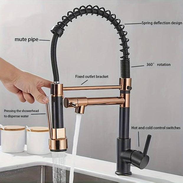 Rose Gold Dual-Handle Kitchen Faucet. || Matching Hot Cold Bath