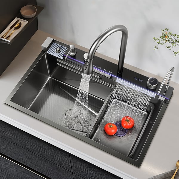 Black drop-In Workstation Kitchen Sink With Accessories