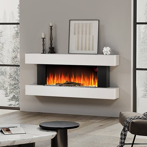 Warmlite Hingham Wall Mounted Fireplace with Two Heat Settings, Adjustable Flame Brightness, 2000W