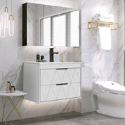 Bathilde 24" Wall Mounted Single Bathroom Vanity with Ceramic Sink Top, Zinc Alloy Faucet, Soft-Close Drawers