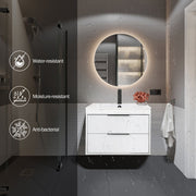Bathilde 24" Wall Mounted Single Bathroom Vanity with Ceramic Sink Top, Zinc Alloy Faucet, Soft-Close Drawers