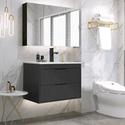 Bathilde 24" Wall Mounted Single Bathroom Vanity with Ceramic Sink Top, Zinc Alloy Faucet, Soft-Close Drawers