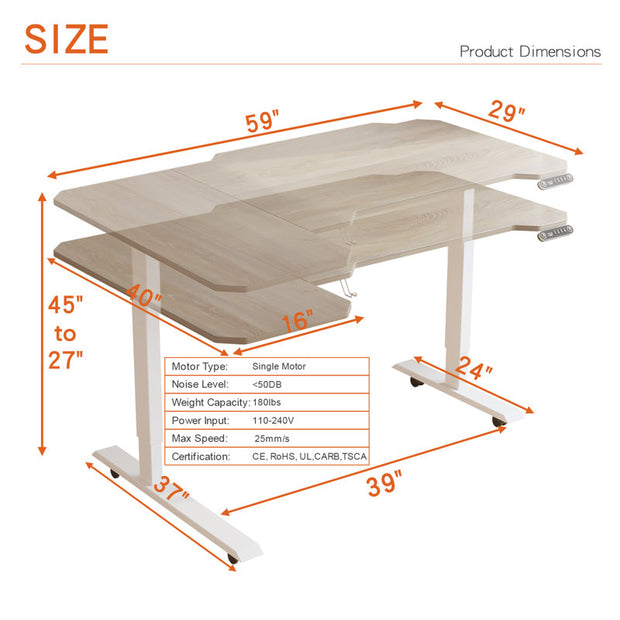 Daycia Height Adjustable L-Shape Standing Desk