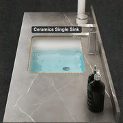 Guiles Modern 39" Grey & Black Floating Bathroom Vanity Set Stone Top Wall Mounted Bathroom Cabinet