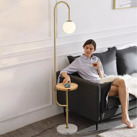 Hyde Floor Lamp with Side Table & Wireless Phone Charging