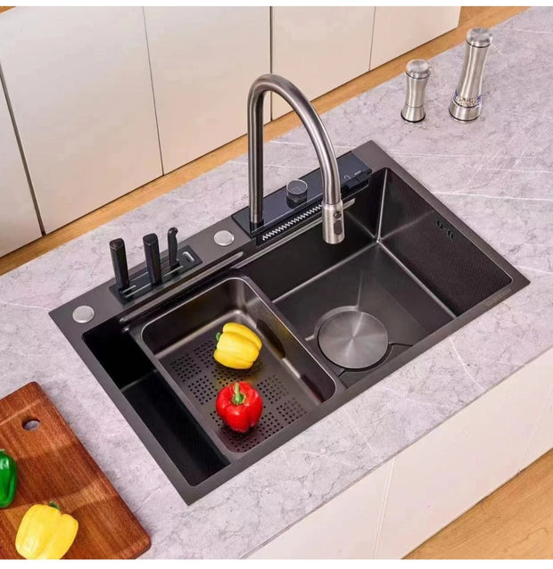 Sinks New Stainless Steel Waterfall Kitchen Sink