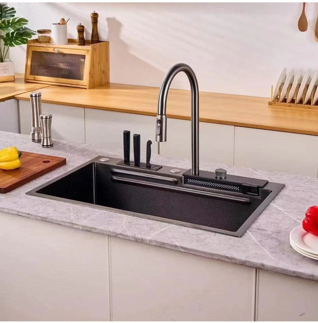 Sinks New Stainless Steel Waterfall Kitchen Sink