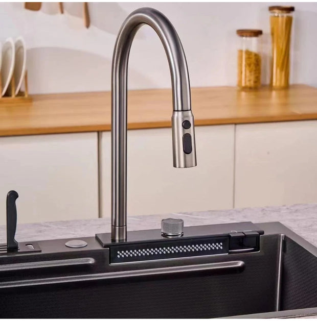 Sinks New Stainless Steel Waterfall Kitchen Sink