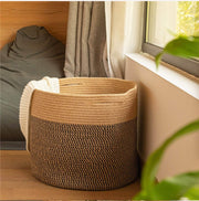 Two-toned Cotton Rope Laundry Basket