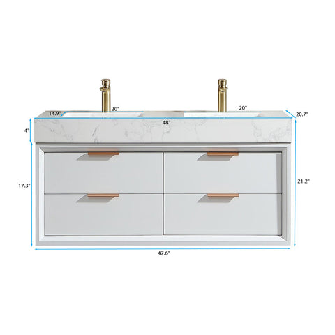 Lumino 48'' Bathroom Vanity with Engineered Stone Top