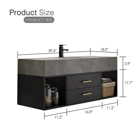 Ricou 39.4'' Single Bathroom Vanity with Stone Top