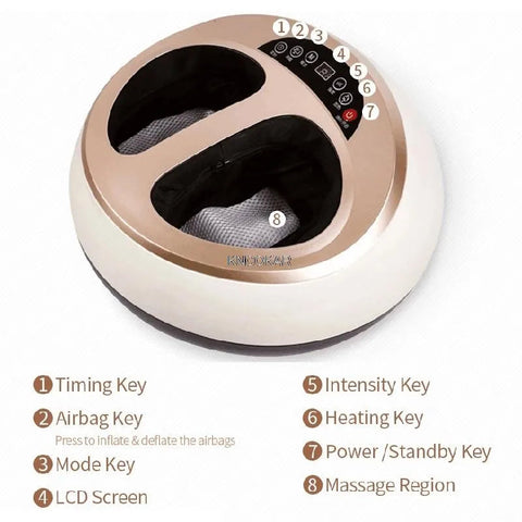 Electric Shiatsu Foot Massager Health Care Heating deep Kneading Scraping Vibration Air Compression Massage Therapy Anti-stress